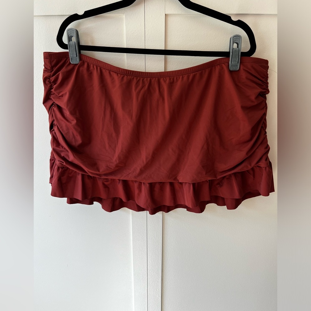 La Blanca Women’s Plus NWOT Swim Bikini‎ Ruffle Bottom Skirt Cinnamon Size 22